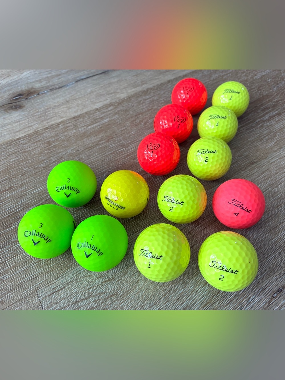 Lot 14 New Neon Golf Balls Titleist Callaway Vice Bridgestone Mix